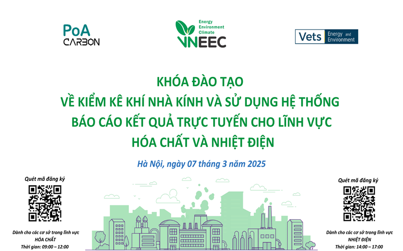 Khóa đào tạo về kiểm kê khí nhà kính và sử dụng hệ thống báo cáo kết quả trực tuyến cho lĩnh vực hóa chất và lĩnh vực nhiệt điện (tham dự online)